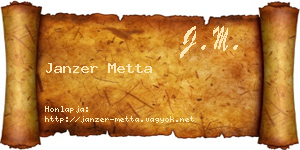 Janzer Metta névjegykártya